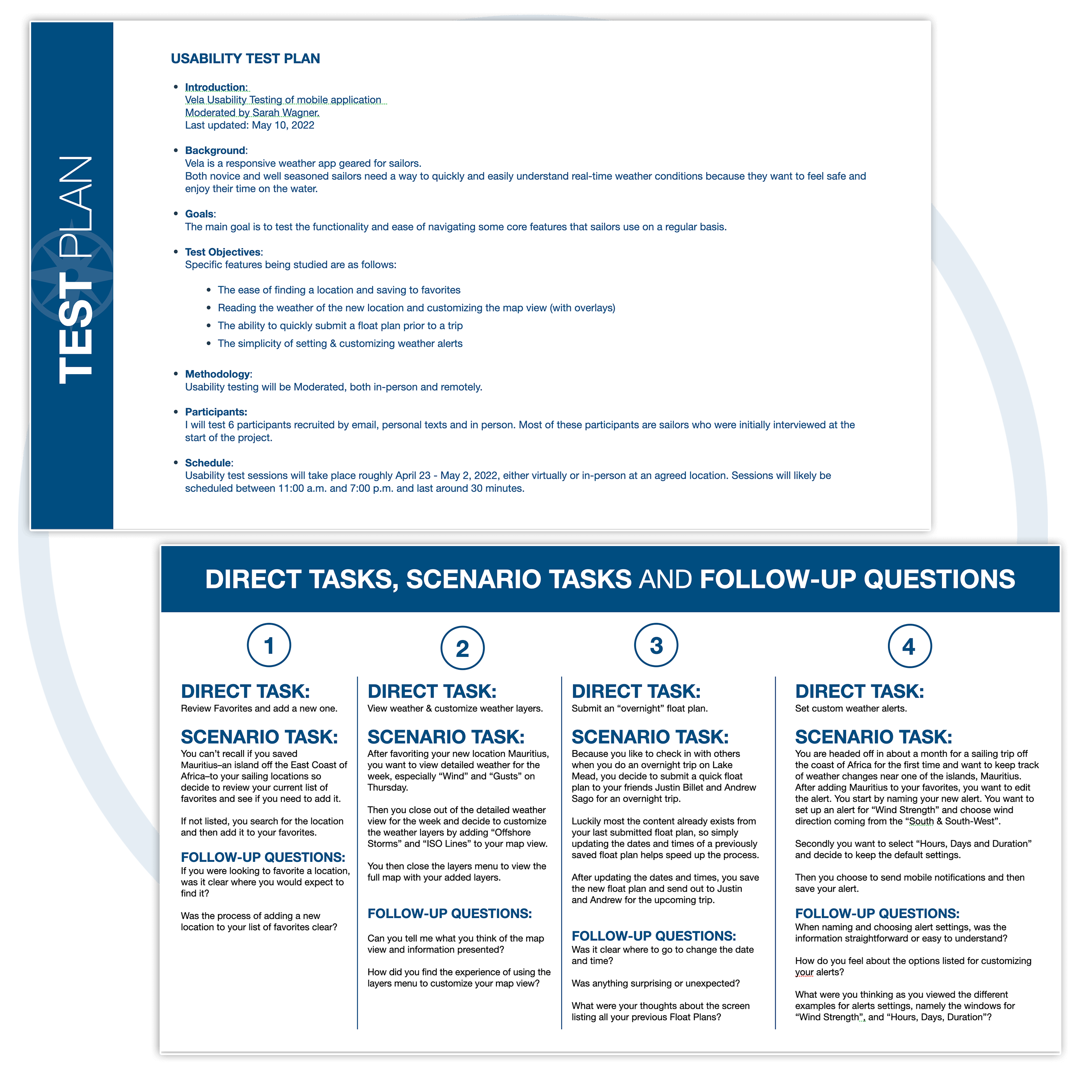 Test Plan, including Tasks & Questions